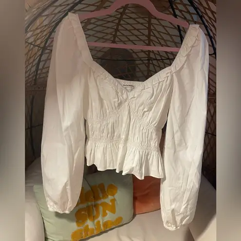 Reformation EUC  White Fern Smocked Long Sleeve White Peasant Top Size M 🤍 - Image 4