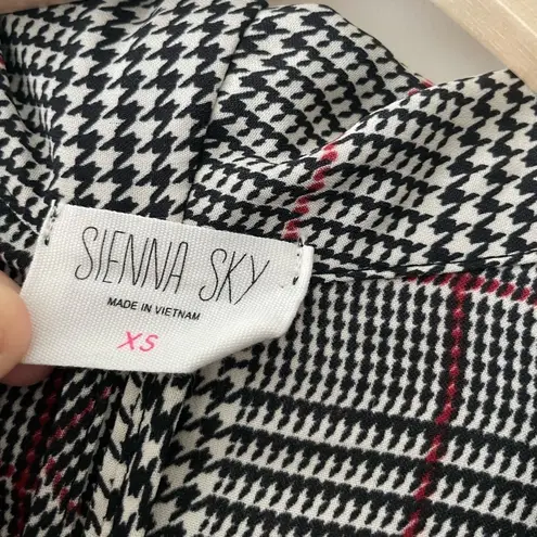 Sienna Sky  Plaid Houndstooth Open Front Lightweight Blazer Jacket