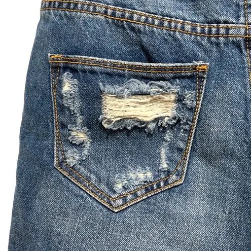 Gilded Intent Womens Distressed Denim Shorts W/ Frayed Hem & Pockets