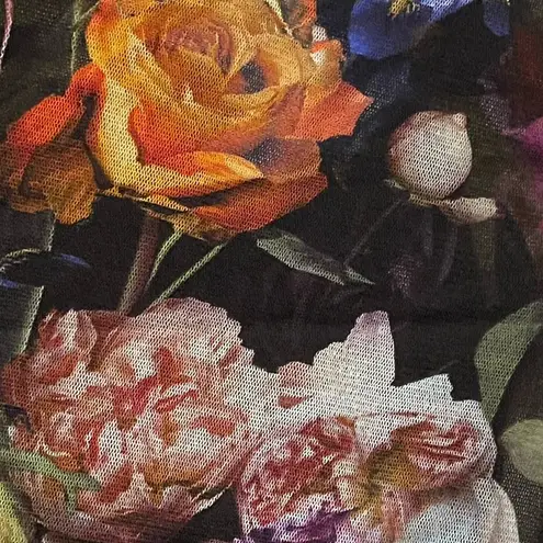 FUZZI Tulle Kimono Italian Watercolor Floral Print NWT~ Rare Find! Black Size L