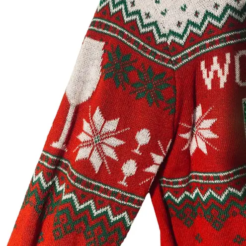 Well Worn Red Multi-Color Bright Holiday Ugly Christmas Knit Sweater Women Sz S