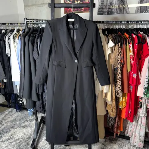 Commense Black Collar Pocket Blazer Coat Size M