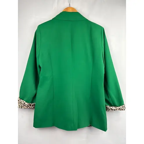 Amazon Green Blazer With Leopard Print Lining Medium - Image 5