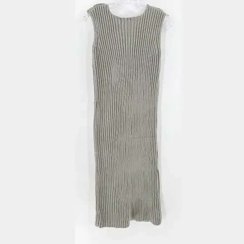 J. Ing Tan Crew Neck Sleeveless Ribbed Knit Casual Midi Tank Dress Size Small