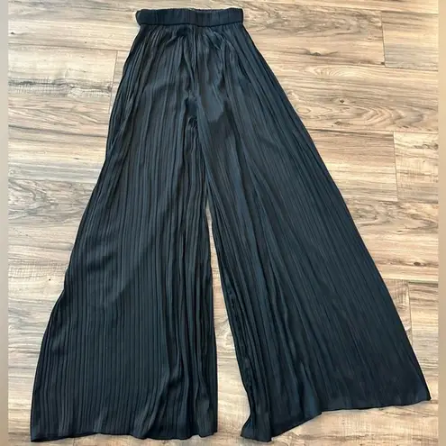 ZARA Crinkled Satin-Effect Wide Leg Pants