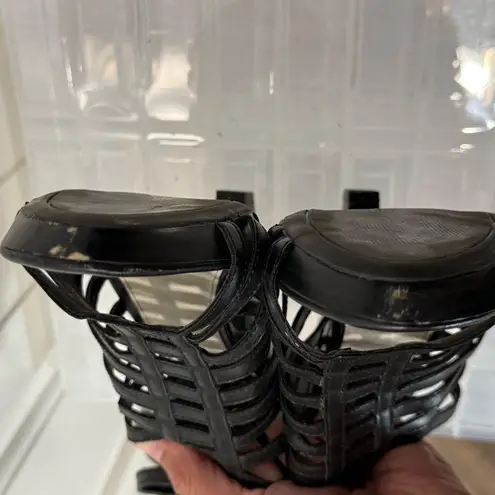 Studio Paolo Elegant Black Strappy Heels, Size 9 1/2