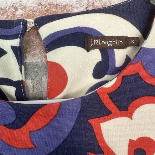 J. McLaughlin NWOT Abstract Print Midi Shift Dress Half Sleeve Pockets Small