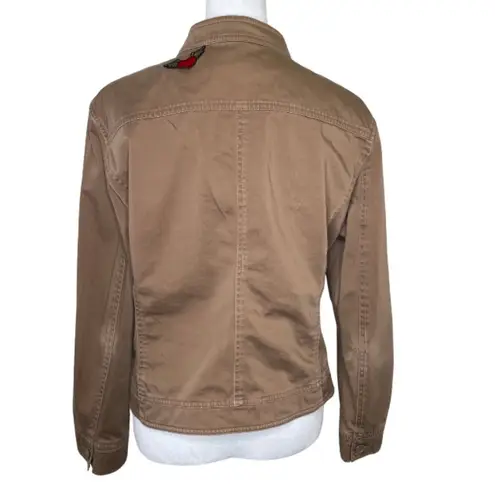 New York & Company Women Brown Military Style Modest Jacket Released Hem Size 14 Tan