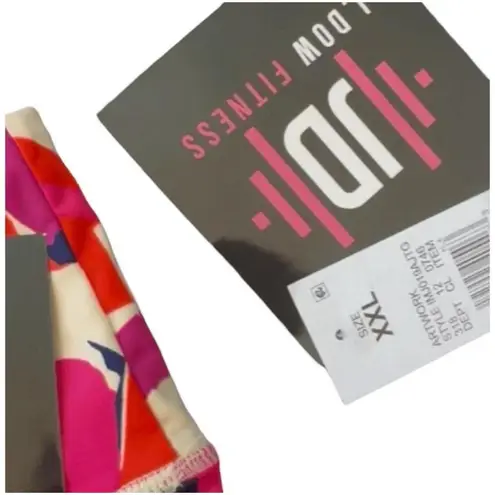 J. Dow Fitness Activewear Set Women Multi Abstract Artwork Workout Athletic Pink Size XXL