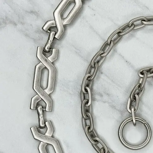 The Bar Silver Tone Metal Chain Link Belt OS One Size