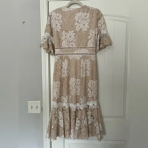 Saylor Maggy Lace Midi Dress Nude