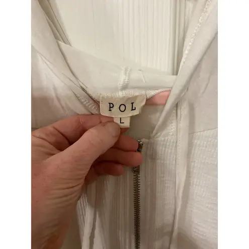 POL  Oversized Beachy Lace Trime Full Zip Balloon Sleeve Hoodie, L