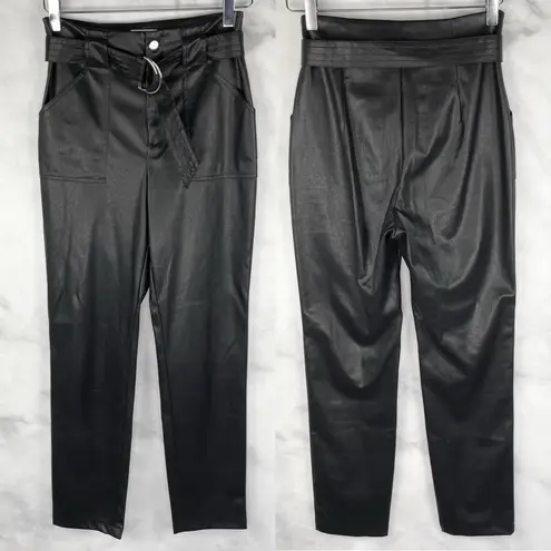 superdown Revolve Chanice Buckle Pant Faux Leather High Waisted Crop Black S