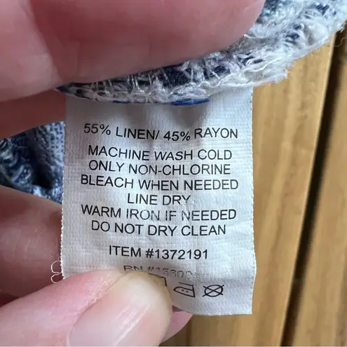 Briggs Blue & White Striped Linen Blend Shorts | Size L Size L