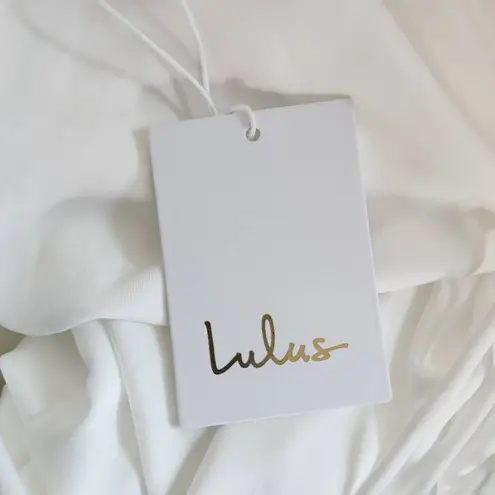 Lulus White Lace Wedding Dress with Train and Lace