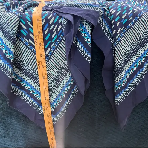 J Mclaughlin Blue Geometric Print Silk Chiffon Handkerchief Scarf Midi Dress XS