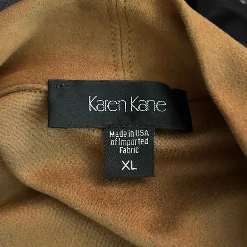 Karen Kane Waterfall Draped Jacket, Faux Suede Tank, Size XL, Brown, L72558