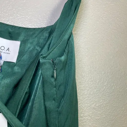 J.O.A. Dress Size Small Forest Green Satin Midi Wrap Slits - Image 10