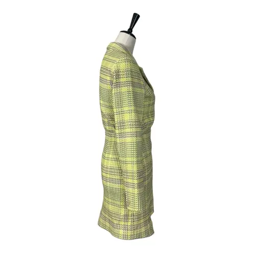 & Other Stories Jacket Mini Dress Long Blazer Yellow Gray Plaid Women’s Size 0