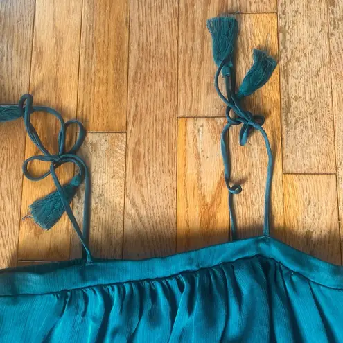 Xhilaration teal green silk bow tassel flowy tank top