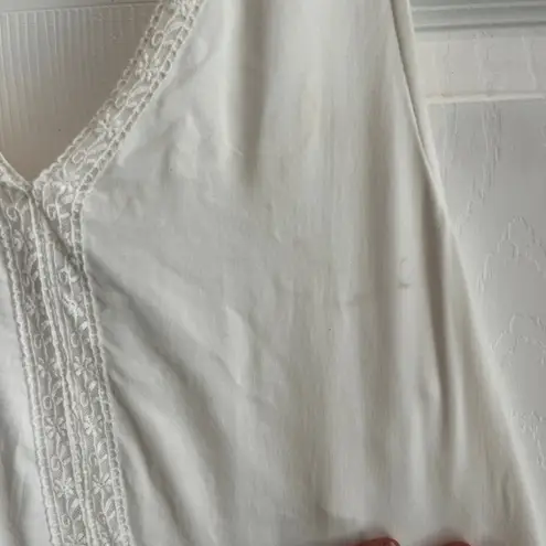 Wrangler Western White Sleeveless Dress with Lace Trim Sundress Coastal Cottage Size M