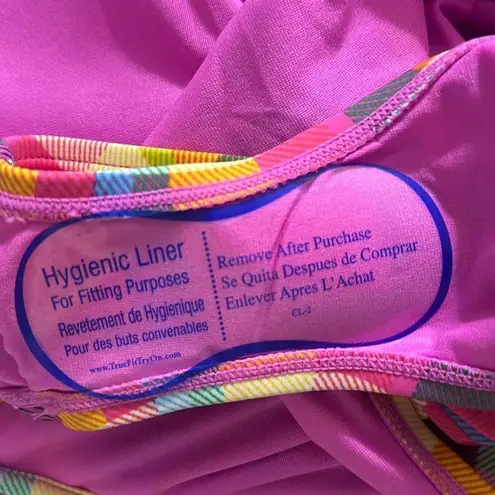 New. Plunge neck plaid swimsuit. Size 12. Regularly $89 Pink