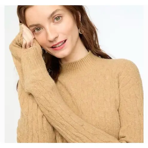 J.Crew extra soft camel cableknit mock neck sweater xs Tan