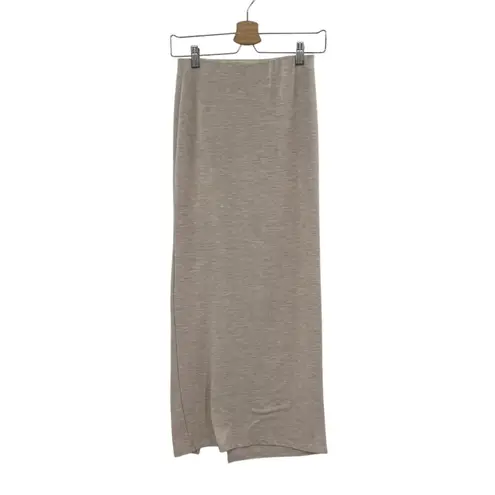 Modern Citizen Kiki Ruched Side-Slit Midi Skirt Oatmeal Cream Size Small