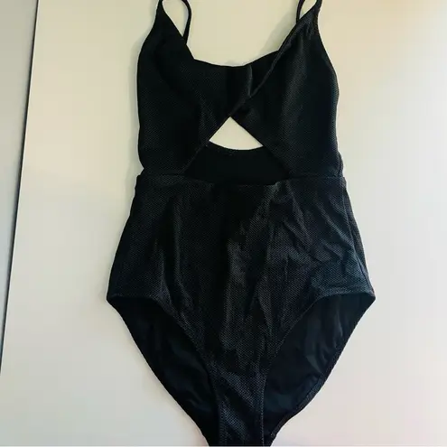Aerie Twist Cut Out One Piece Swimsuit Black
