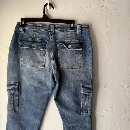 Kancan Jeans Womens 9 28 Cargo Utility Denim Straight Leg Pocket Stretch Pants Blue