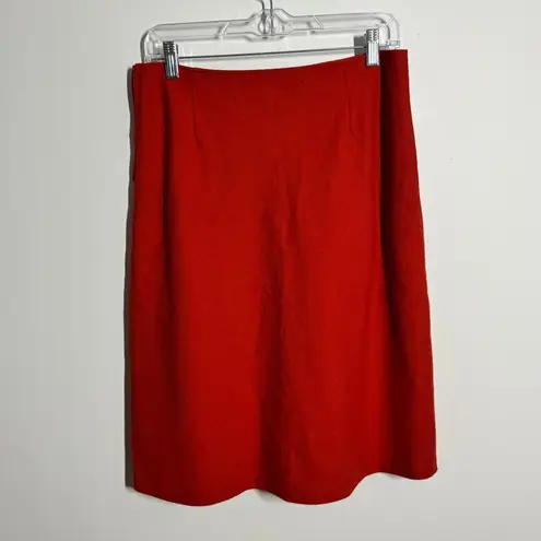 Sisley Wool Skirt Women Orange Zip Closure Classic Quite Luxury Old Money Prep Size 10