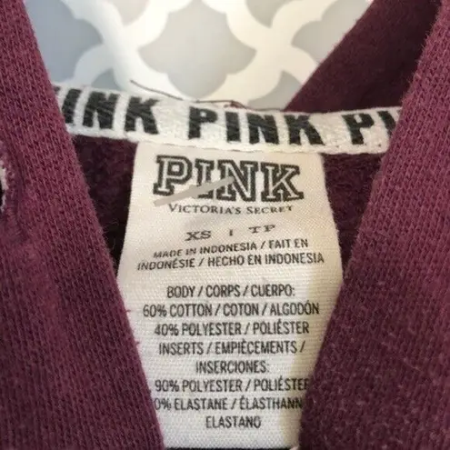 PINK - Victoria's Secret Victoria’s Secret Pink burgundy hoodie hooded zip up Track jacket Women’s XS