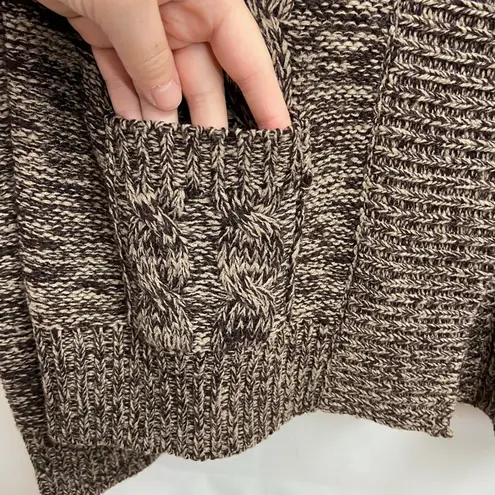 Stephanie Rogers women's brown thick knit fold over neck winter sweater acrylic Size M