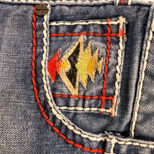 Rancho Estancia Denim Shorts Southwestern Embroidered Pockets Women's Sz 26 Boho Blue