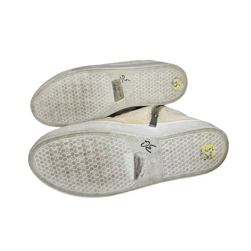 J/SLIDES Shearling Lined Beige suede booties 9 winter neutral fall cozy lace up