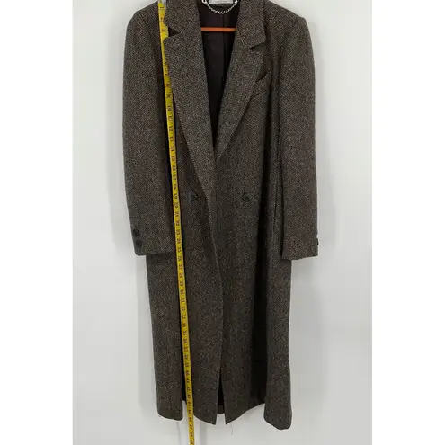 Vintage Ashley Scott Wool Blend Herringbone Tweed Blazer Coat Double Breasted Brown Size M