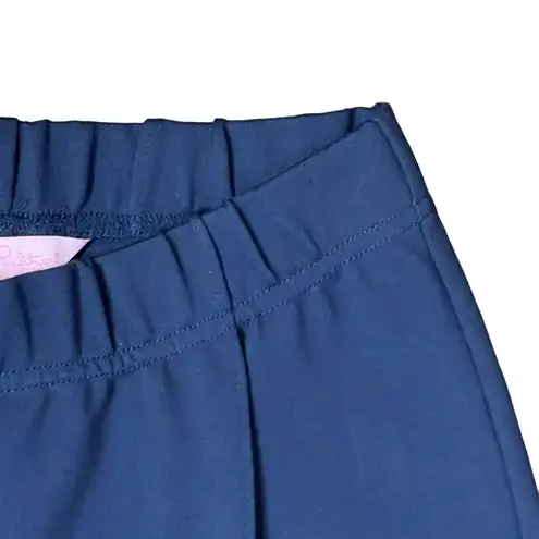 Lily Pulitzer Pleated Black Travel Pants Pull On Preppy Stretch Ponte Women XS Blue