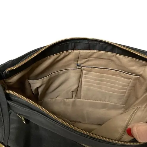 Travelon Black Quilted Nylon Large Crossbody Bag Travel Purse Brass Hardware