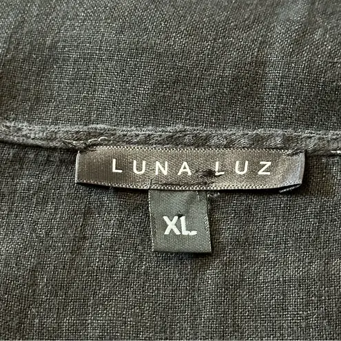 Luna Lux Women’s Size XL Black Ombré Gray Oversized Linen Long Sleeve Top