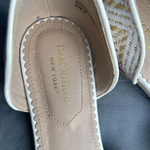 Isaac Mizrahi Tan and White Flats with Geometric Design