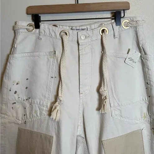 Free People  We The Free Moxie Pull-On Barrel Jeans in White