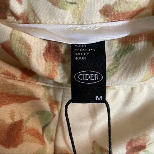 Cider Yellow Pants with Green & Brown Floral Print Size Medium