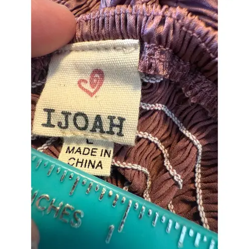 Boho fairy cottage whimsi Ruched Long Sleeve Crop Top large Blouse Mauve Pink L