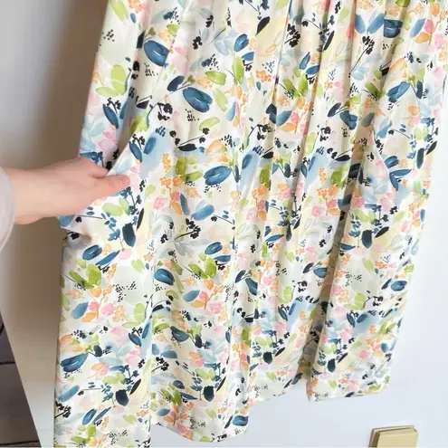 Handmade Womens M Cream Floral Watercolor Babydoll Dress Retro Pinup Coquette