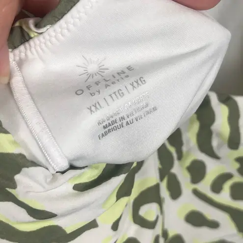Aerie Offline by  ruffle animal print athletic dress size XXL white green