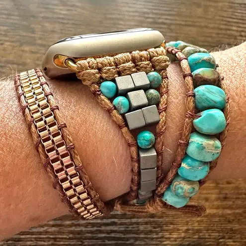 Turquoise Boho Natural Stone Apple Watch Strap Blue