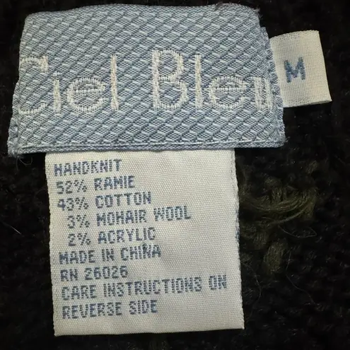 Vintage Handknit Folk 3D Floral Appliqué Cardigan sweater Unique Red Size M