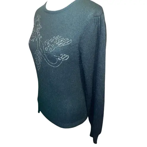 Jonathon Logan Vintage 1960’s/70’s Black Silver Metallic Embroidered Peacock Des Black Size M