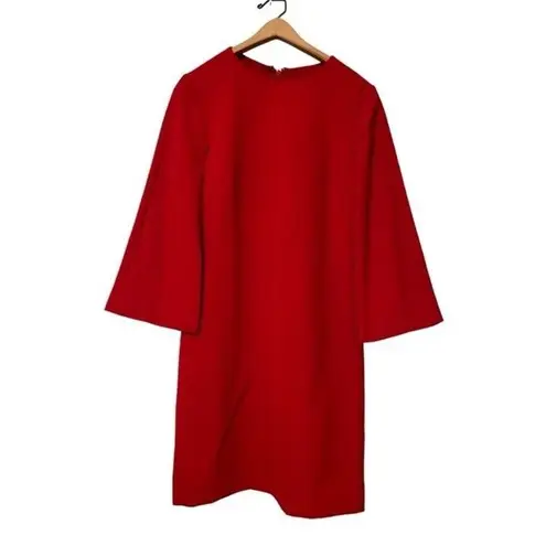Tahari Asl Firebird Red Split Cape Sleeve Shift Dress Size 4