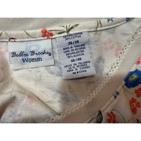 bobbie brooks woman short sleeve v neck floral womens plus size 26 White